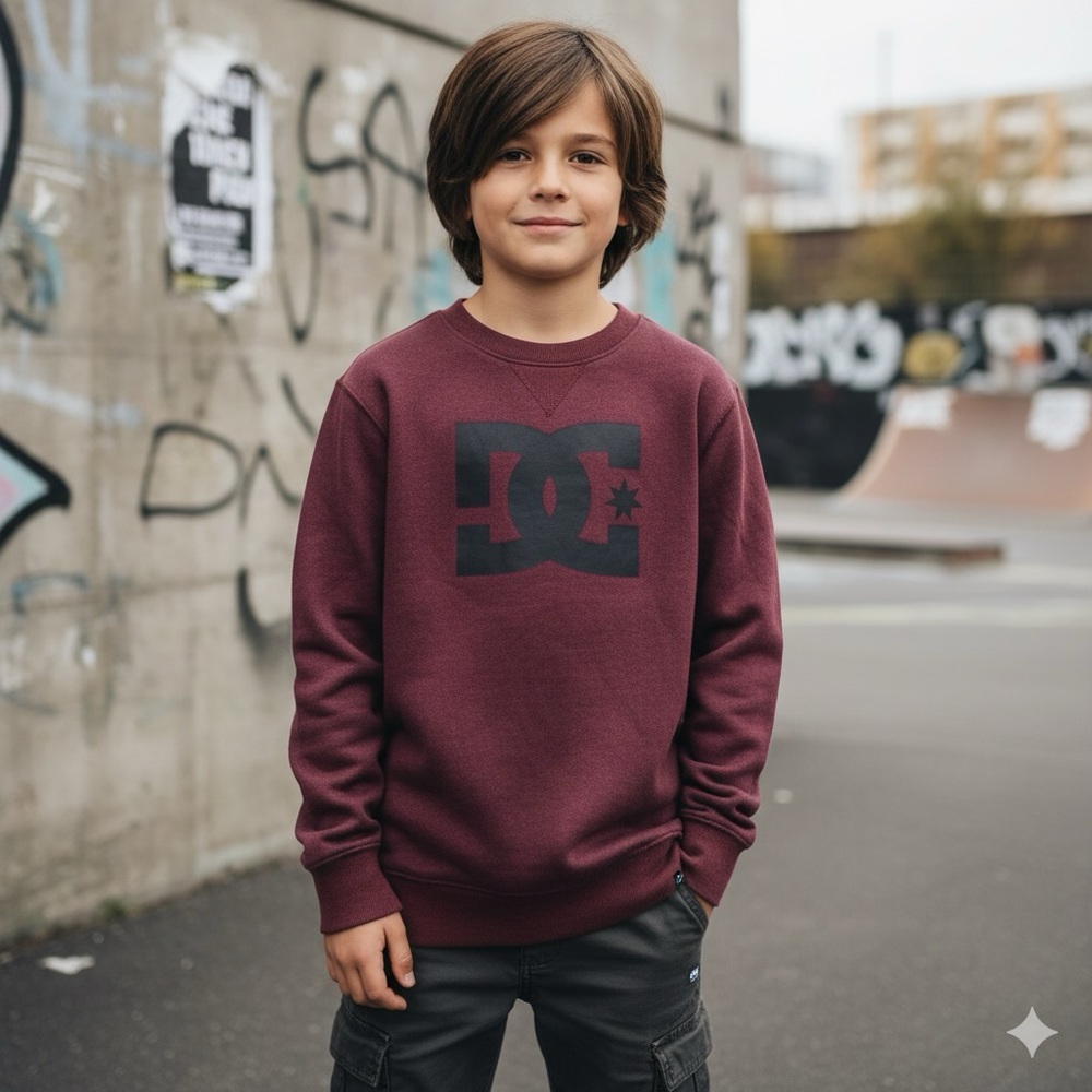DC kids Burgundy Crewneck Sweater